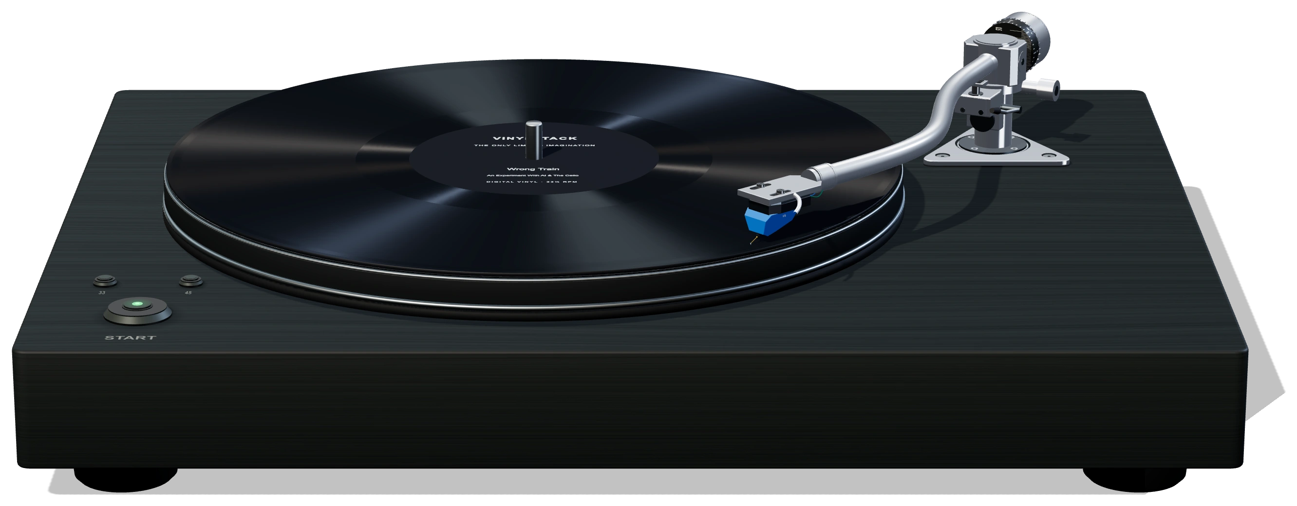 A VinylStack turntable with a record ready to play